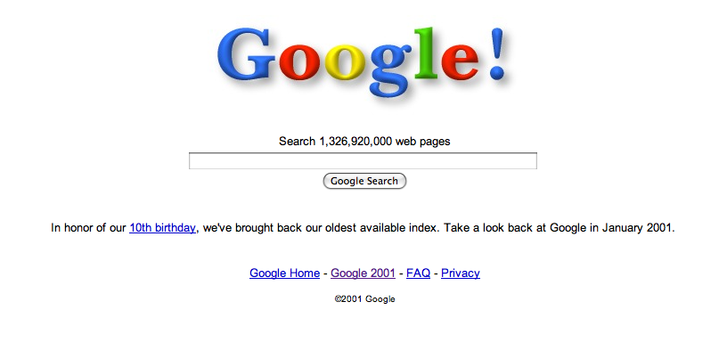 Viatja al 2001 amb Google