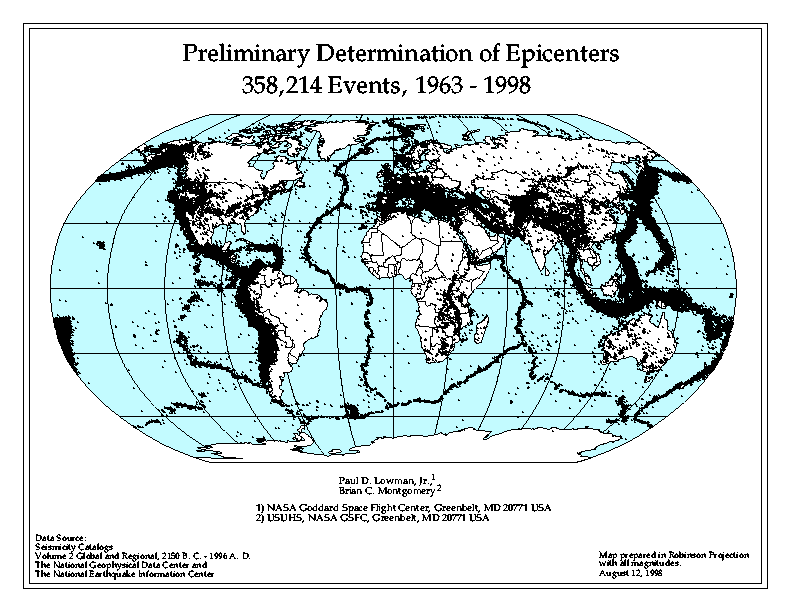 Els epicentres del món entre 1963 i 1998