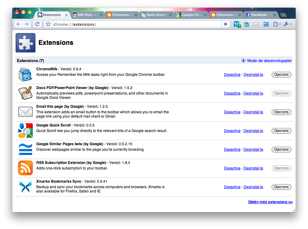 Instal·lar extensions al Chrome per Mac