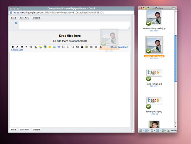 Gmail ja permet adjuntar fitxers arrosegant-los